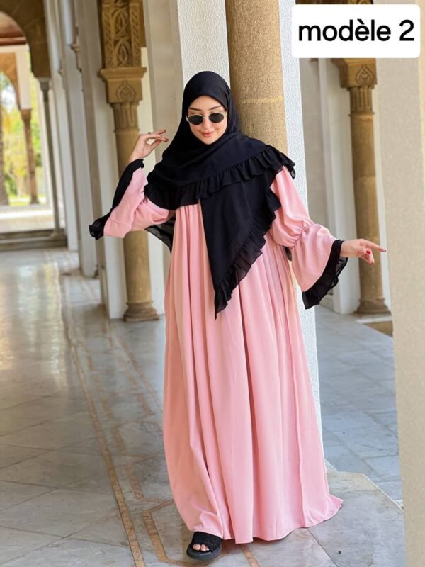 ⁦كسوة راقية مكونة من قطعتين، مصنوعة من ثوب كريب روزا⁩ - الصورة ⁦8⁩