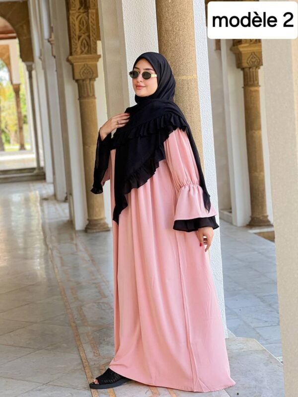 ⁦كسوة راقية مكونة من قطعتين، مصنوعة من ثوب كريب روزا⁩ - الصورة ⁦7⁩
