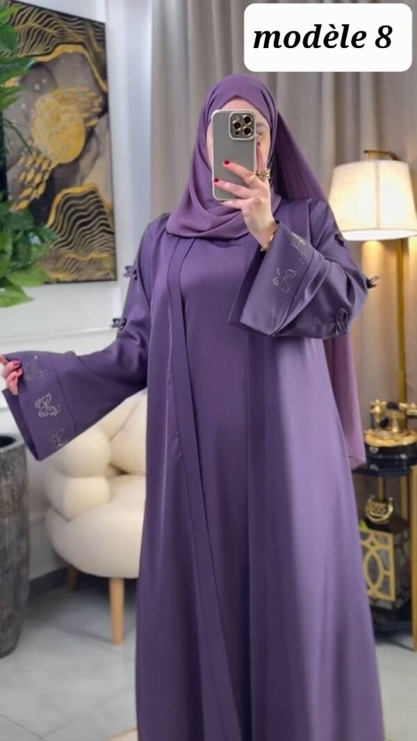 ⁦عباية راقية مكونة من قطعتين،  مصنوعة من ثوب كريب روزا⁩ - الصورة ⁦16⁩