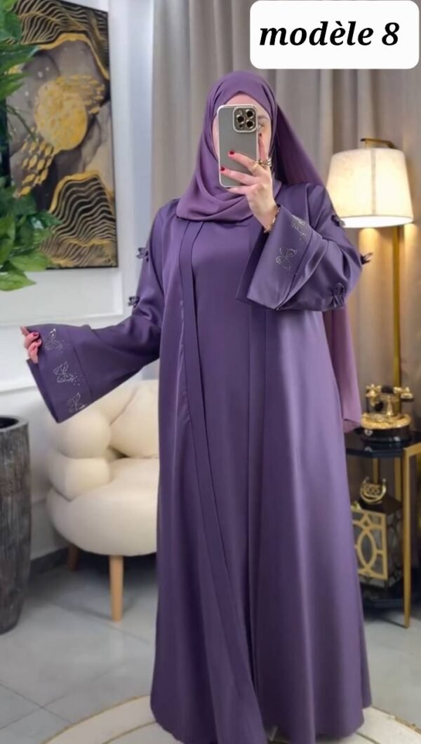 ⁦عباية راقية مكونة من قطعتين،  مصنوعة من ثوب كريب روزا⁩ - الصورة ⁦15⁩